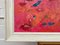 Angela Wakefield, Abstract Turquoise & Red Flowers on Pink Background, 2021, Acrylic, Framed 12