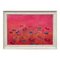 Angela Wakefield, Abstract Turquoise & Red Flowers on Pink Background, 2021, Acrylic, Framed 1