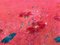 Angela Wakefield, Abstract Turquoise & Red Flowers on Pink Background, 2021, Acrylic, Framed 9