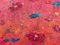 Angela Wakefield, Abstract Turquoise & Red Flowers on Pink Background, 2021, Acrylic, Framed 4