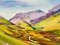 Bunte abstrakte Landschaft in Grün & Lila der schottischen Highlands, 2022 10