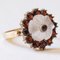 Vintage 8k Yellow Gold Daisy Ring with Garnets and Rock Crystal, 1960s 6