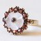 Vintage 8k Yellow Gold Daisy Ring with Garnets and Rock Crystal, 1960s 2