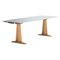 Esstisch mit silberner Tischplatte mit Holzbockbeinen von BD Barcelona 1