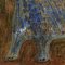 Dicke quadratische Keramik-Wandfliese mit Blauer Katze in Relief 6