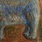 Dicke quadratische Keramik-Wandfliese mit Blauer Katze in Relief 5