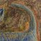Dicke quadratische Keramik-Wandfliese mit Blauer Katze in Relief 4