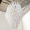 Large Italian Oval Suspension Chandelier in White Murano Glass, 1990s 5