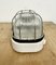 Weiße Industrielle Käfigwandlampe aus Porzellan mit Riffelglas, 1970er 4
