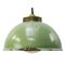 Vintage Brass and Enamel Pendant Light with Frosted Glass 1