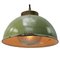 Vintage Brass and Enamel Pendant Light with Frosted Glass 2