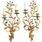 Gilded Metal and Lacquered Green Wall Lights in the style of Maison Baguès, 1950, Set of 2, Image 1