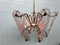 Vintage Brass Chandelier with Decorated Glass Lampshades, Italy, 1950s 15