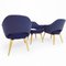 Butacas ejecutivas vintage de tela Knoll azul con base de roble de Eero Saarinen para Knoll Inc. / Knoll International, años 90. Juego de 4, Imagen 4