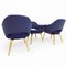 Vintage Executive Armchairs in the Original Knoll Blue Fabric with an Oak Frame Base by Eero Saarinen for Knoll Inc. / Knoll International, 1990s, Set of 4 4