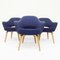 Vintage Executive Armchairs in the Original Knoll Blue Fabric with an Oak Frame Base by Eero Saarinen for Knoll Inc. / Knoll International, 1990s, Set of 4 1