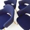 Butacas ejecutivas vintage de tela Knoll azul con base de roble de Eero Saarinen para Knoll Inc. / Knoll International, años 90. Juego de 4, Imagen 5