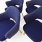 Vintage Executive Armchairs in the Original Knoll Blue Fabric with an Oak Frame Base by Eero Saarinen for Knoll Inc. / Knoll International, 1990s, Set of 4 5