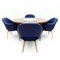 Vintage Executive Armchairs in the Original Knoll Blue Fabric with an Oak Frame Base by Eero Saarinen for Knoll Inc. / Knoll International, 1990s, Set of 4 11