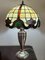 Tiffany Model Lamp in Silver, Root Wood & Cathedral Glass, Italy, 1989 1
