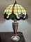 Tiffany Model Lamp in Silver, Root Wood & Cathedral Glass, Italy, 1989, Image 1