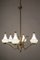 Mid-Century Italian Six Lights Gold and Ivory Chandelier attributed to Stilnovo, 1960s, Image 4