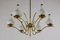 Mid-Century Italian Six Lights Gold and Ivory Chandelier attributed to Stilnovo, 1960s 1