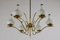 Mid-Century Italian Six Lights Gold and Ivory Chandelier attributed to Stilnovo, 1960s, Image 1