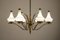 Mid-Century Italian Six Lights Gold and Ivory Chandelier attributed to Stilnovo, 1960s 2