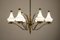 Mid-Century Italian Six Lights Gold and Ivory Chandelier attributed to Stilnovo, 1960s, Image 2