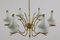 Mid-Century Italian Six Lights Gold and Ivory Chandelier attributed to Stilnovo, 1960s 15
