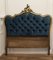 French Upholstered Headboard Deeply Buttoned in Teal Velvet, Image 1