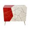Mueble de dos puertas de cristal de Murano rojo y pergamino natural, Imagen 1