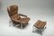 Schwedischer Sessel und Fußhocker aus Chrom & Braunem Leder von Scapa Rydaholm, 1960er, 2er Set 1