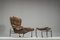 Swedish Lounge Chair and Ottoman in Chrome and Brown Leather by Scapa Rydaholm, 1960s, Set of 2, Image 3