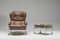 Swedish Lounge Chair and Ottoman in Chrome and Brown Leather by Scapa Rydaholm, 1960s, Set of 2, Image 2