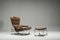 Swedish Lounge Chair and Ottoman in Chrome and Brown Leather by Scapa Rydaholm, 1960s, Set of 2 5
