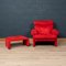 Vintage Red Coronado Armchair and Footstool by Tobia Scarpa for B&B Italia, 1970s, Set of 2, Image 3