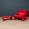 Roter Vintage Coronado Armlehnstuhl & Fußhocker von Tobia Scarpa für B&B Italia, 1970er, 2er Set 4