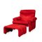 Vintage Red Coronado Armchair and Footstool by Tobia Scarpa for B&B Italia, 1970s, Set of 2, Image 1
