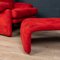 Fauteuil et Repose-pieds Coronado Rouge Vintage par Tobia Scarpa pour B&B Italia, 1970s, Set de 2 21