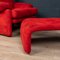 Vintage Red Coronado Armchair and Footstool by Tobia Scarpa for B&B Italia, 1970s, Set of 2 21