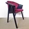 Vintage Armchairs in Black Lacquered Wood & Leather from Verga & Pozzi, 1980s, Set of 4 2