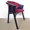 Vintage Armchairs in Black Lacquered Wood & Leather from Verga & Pozzi, 1980s, Set of 4, Image 2