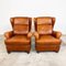 Vintage Cognac Leather Wingback Armchairs from Assen, Set of 2 6