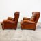 Vintage Cognac Leather Wingback Armchairs from Assen, Set of 2 5