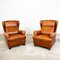 Vintage Cognac Leather Wingback Armchairs from Assen, Set of 2 1