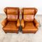 Vintage Cognac Leather Wingback Armchairs from Assen, Set of 2 7