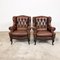 Vintage Chesterfield Wingback Armchairs in Dark Brown Leather, Set of 2, Image 8