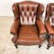 Vintage Chesterfield Wingback Armchairs in Dark Brown Leather, Set of 2 9